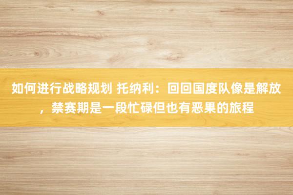 如何进行战略规划 托纳利：回回国度队像是解放，禁赛期是一段忙碌但也有恶果的旅程