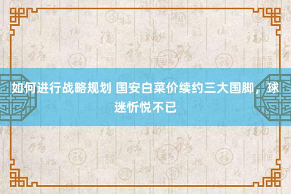 如何进行战略规划 国安白菜价续约三大国脚，球迷忻悦不已