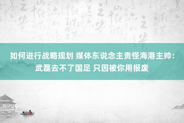 如何进行战略规划 媒体东说念主责怪海港主帅：武磊去不了国足 只因被你用报废