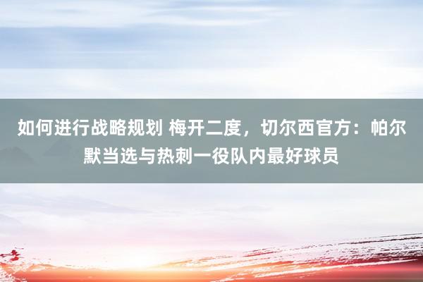 如何进行战略规划 梅开二度，切尔西官方：帕尔默当选与热刺一役队内最好球员